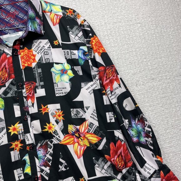Sugar That Shirt Is Sweet Abstract Floral AOP Colorful Button Up Shirt Men XXL - Picture 4 of 13